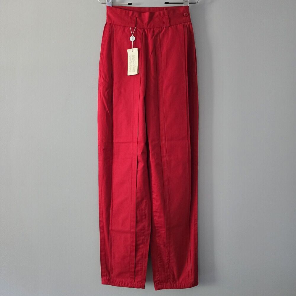 Gianni Versace Vintage Donna Primavera Pleated Cotton Red Pants Size 38 - 4 NWT